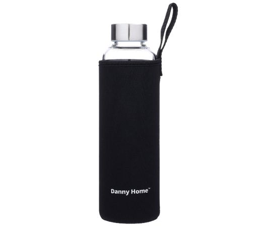 Drinking bottle GLASS H22,5cm 550ml glass, black case