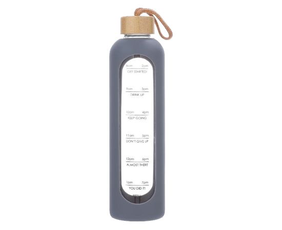 Drinking bottle GLASS H28cm 1L, glass, grey
