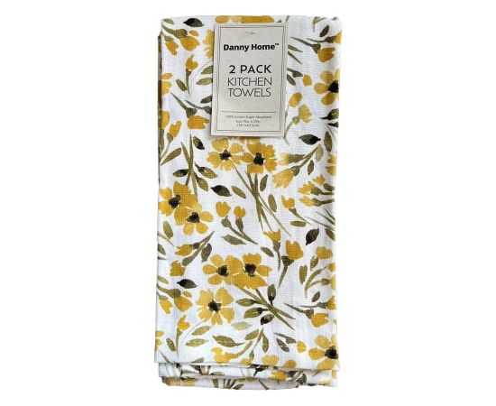 Kitchen towels AIMAI 2pcs 38,1xH63,5cm, yellow flower