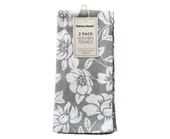 Kitchen towels AIMAI 2pcs 38,1xH63,5cm, grey flower