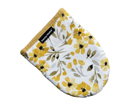 Oven gloves AIMAI 2pcs with silicone, yellow flower