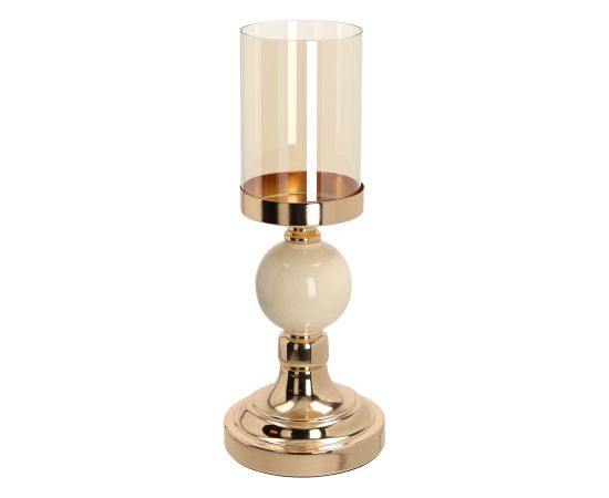 Candlestick LAUDRE D11xH35cm, white/gold