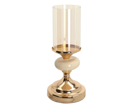 Candlestick LAUDRE D11xH25cm, white/gold