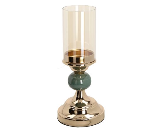 Candlestick LAUDRE D11xH25cm, green/gold