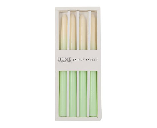 Antique candle CAROLA 4pcs 25cm green/white mother-of-pearl