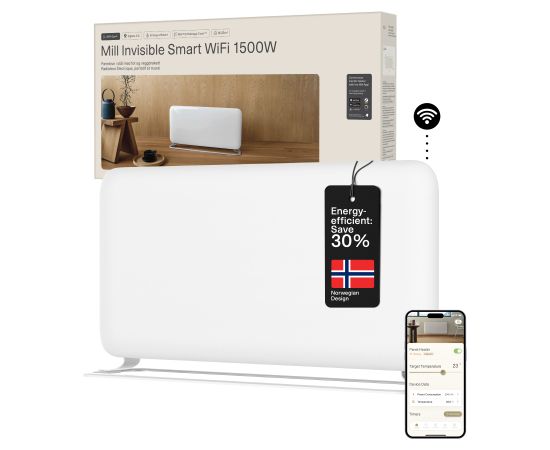 Mill WiFi Panel Heater PA1500WIFI4A Panel Heater 1500 W Suitable for rooms up to 22 m² White IPX4