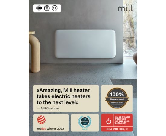 Mill WiFi Panel Heater PA1500WIFI4A Panel Heater 1500 W Suitable for rooms up to 22 m² White IPX4