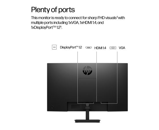 HP 327ph Series 3 Pro FHD Monitor - 27" 1920x1080 FHD 250-nit 100Hz AG, IPS, HDMI VGA DisplayPort, speakers, height adjustable tilt, 3 years (replaces P27h G5)   B0CG8UT#ABB
