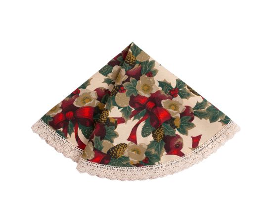 Galdautiņš WINTER FLOWERS D70cm, lentes Mēbeļu piederumi Galdautiņš WINTER FLOWERS D70cm, lentes Mēbeļu piederumi