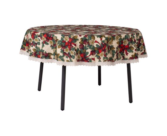 Galdautiņš WINTER FLOWERS D170cm, lentes Mēbeļu piederumi