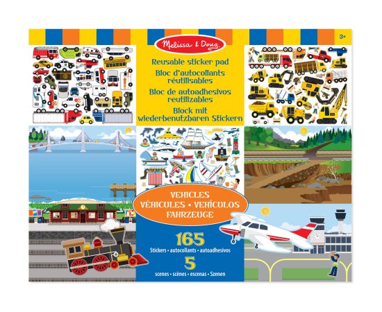 MELISSA & DOUG Atkārtoti lietojamo uzlīmju komplekts – Transportlīdzekļi