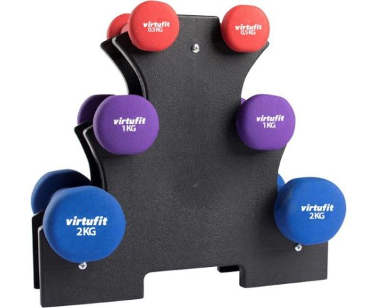 VIRTUFIT ZESTAW HANTLI NEOPRENOWYCH Z UCHWYTEM