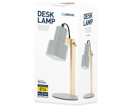 Platinet PTL2530G Galda lampa Metāls un Koks 25W / E27 / 220V