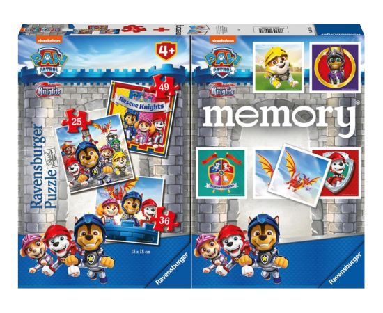 Ravensburger Memory® + 3 Puzzle: Paw Patrol - Rescue Knights (20983) Galda spēles