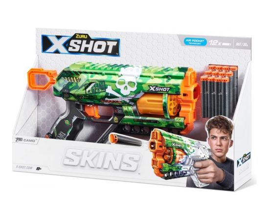 Zuru X-Shot Wyrzutnia skins griefer camo 12 strzałek Interaktīvās rotaļlietas