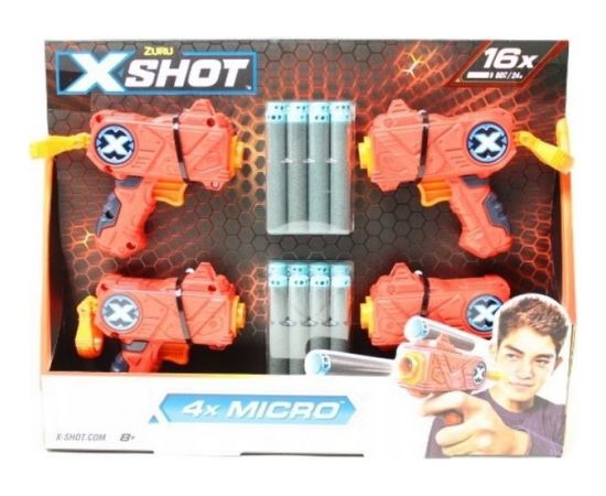 Zuru X-Shot Zestaw wyrzutni excel micro 4-pak 16 strzałek интерактивные игрушки