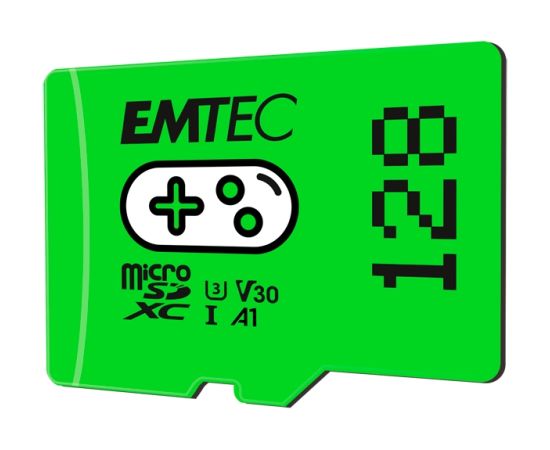 Emtec mSD 128GB UHSI U3 V30 A1 Gaming Green Atmiņas kartes micro SD SDHC