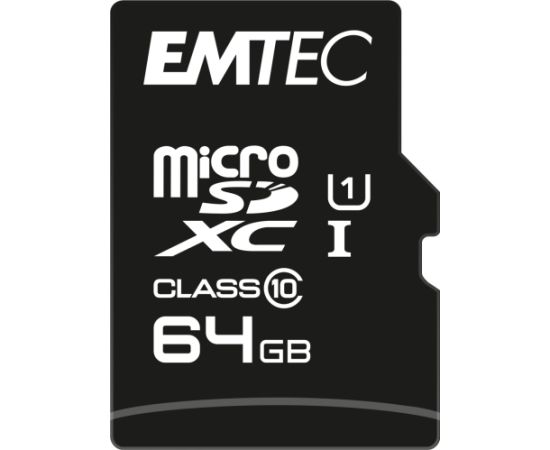 Emtec mSD 64GB UHS-I U1 EliteGold Atmiņas kartes micro SD SDHC