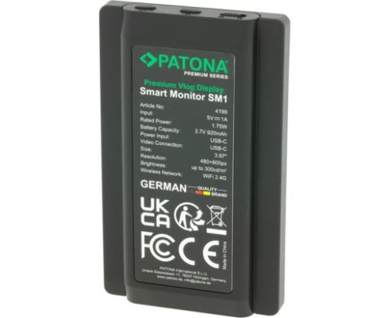 PATONA 4199 camera monitor 10.1 cm (3.97") Black 480 x 800 pixels Touchscreen