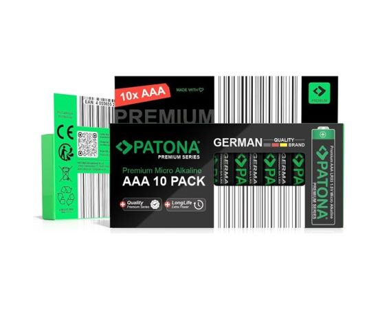 PATONA Premium AAA Micro LR03 – 10x alkaline batteries 1.5V Baterijas un akumulatori