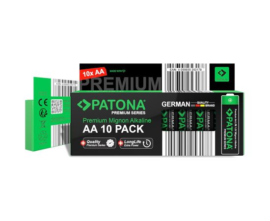 PATONA Premium AA Mignon LR06 – 10x alkaline batteries 1.5V Baterijas un akumulatori