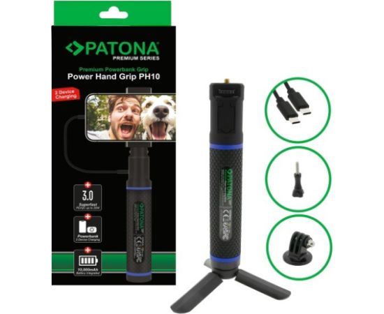 PATONA Premium Grip Power Hand PH10 + powerbank Black