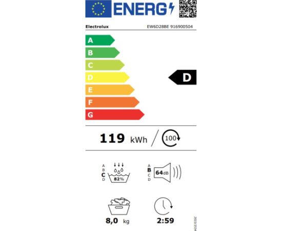 Electrolux EW6D28BE veļas žāvētājs 8kg