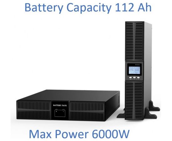 Profesionāls Apkures sist. tīras sinusoīdas UPS Invertors ar akum. 16x12V/7Ah | 6000W | LCD displejs