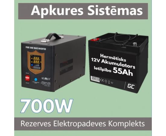 Rezerves Elektropadeves Komplekts Apkures Sistēmai 700W + 12V 55Ah akumulators