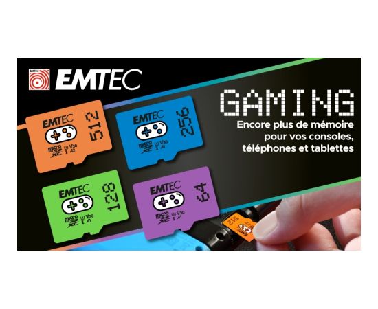 Emtec mSD 64GB UHS-I U3 V30 A1 Gaming Purple Карты памяти