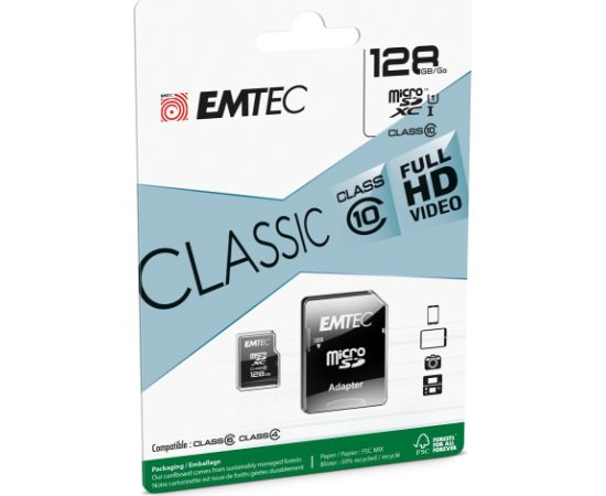 Emtec mSD 128GB Class10 Classic Карты памяти