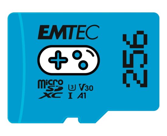 Emtec mSD 256GB UHSI U3 V30 A1 Gaming Blue Atmiņas kartes micro SD SDHC