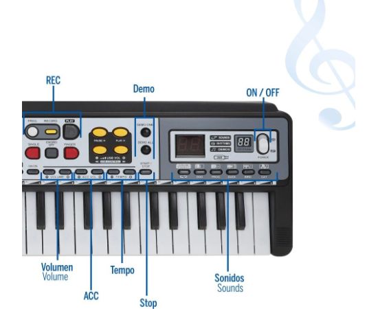 Bontempi Детский синтезатор 37 клавиши (USB) 54 cm CB47184 Muzikālās rotaļlietas
