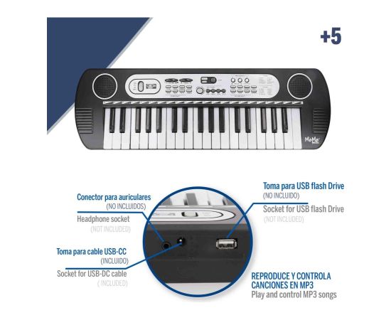 Bontempi Bērnu sintezators 37 taustiņi (USB uzlāde) 54 cm CB47184 Muzikālās rotaļlietas
