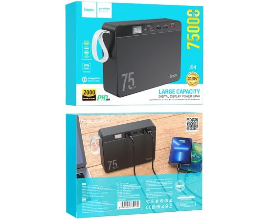 Внешний аккумулятор Power Bank Hoco J94 Overlord 22.5W 75000mAh черный Power-банки