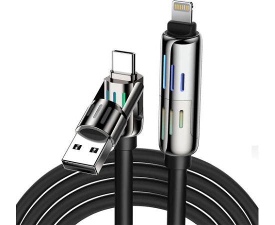 4-in-1 USB-C/USB-A to USB-C/Lightning cable Blitzwolf BW-HDC6 1.2m 240W RGB (black) Data USB kabeļi