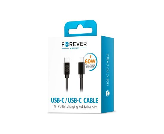 Forever USB-C - USB-C 60W Кабель 1m Дата USB-кабели