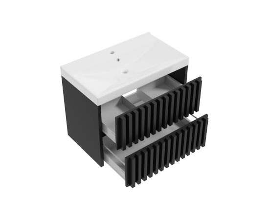 Vannas skapis Tripoli ar izlietni 80 melns Izlietnes skapis, plaukts