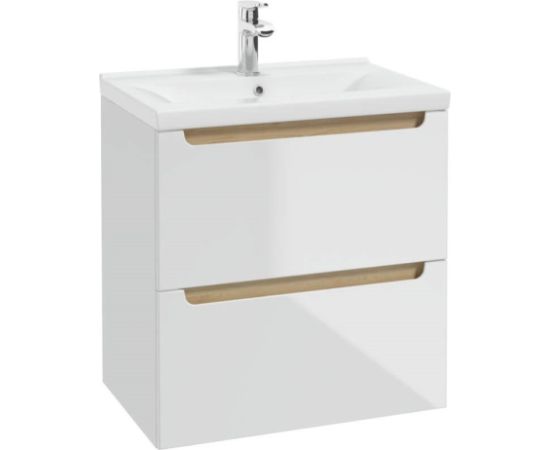 Vannas skapis STILLA Deftrans ar izlietni 60cm balts + ozols Izlietnes skapis, plaukts