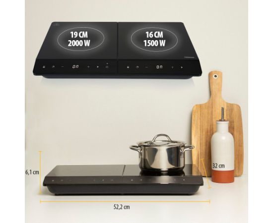 Tristar Table Hob IK-6162 Number of burners/cooking zones 2 Black Induction Mini cepeškrāsnis un virsmas