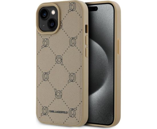 Karl Lagerfeld Apple  Karl Lagerfeld PU Karl Heads Pattern MagSafe Case for iPhone 15 Beige Neoriģinālie Maciņi
