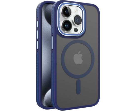 iLike Apple  iPhone 15 Pro Max DUAL METAL FRAME MAGSAFE CASE Blue Neoriģinālie Maciņi