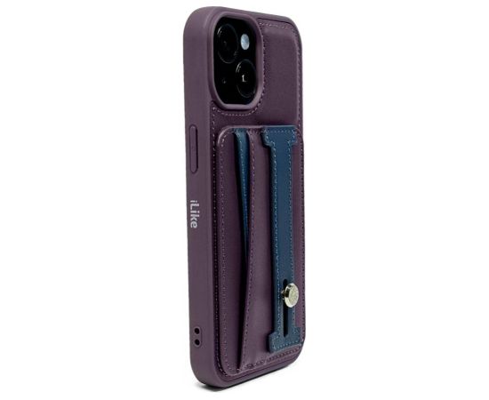 iLike Apple  iPhone 13 LEATHER POCKET STAND COVER Purple Neoriģinālie Maciņi