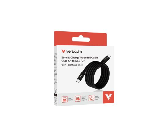 Kabelis Verbatim Sync&Charge Magnetic Cable 100W 120cm Дата USB-кабели