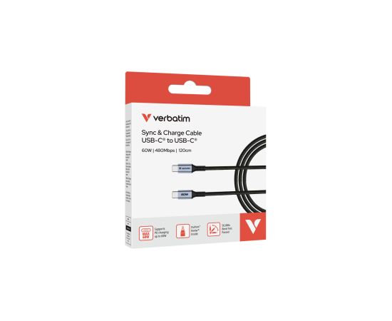 Kabelis Verbatim Sync&Charge Cable 60W 120cm Дата USB-кабели