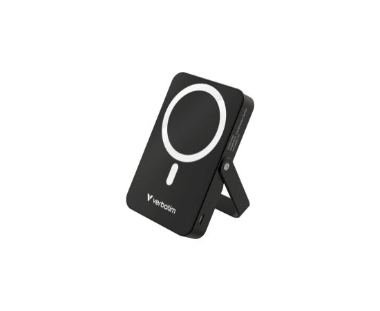 Enerģijas krātuve Verbatim Charge n Go 10000mAh Magnetic Wireless Charge Black ar Statīvu Enerģijas krātuve Verbatim Charge n Go 10000mAh Magnetic Wireless Charge Black ar Statīvu