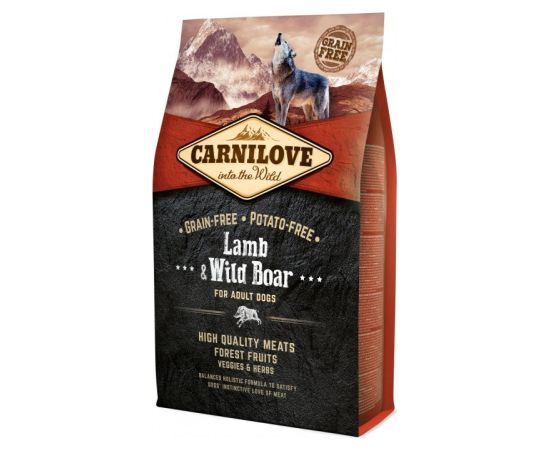 CARNILOVE Lamb & Wild Boar for Adult - dry dog food - 4 kg Suņu barība