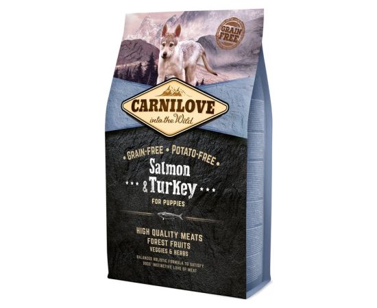 CARNILOVE Salmon&Turkey Puppies - dry puppy food - 4 kg Suņu barība