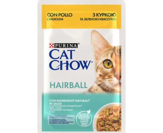 PURINA Cat Chow Hairball Control with chicken and green beans in sauce - wet cat food - 26x85g (20 + 6 GRATIS) Kaķu konservi