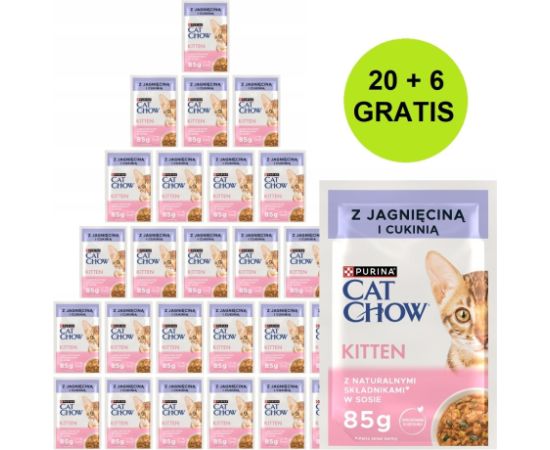 PURINA Cat Chow Kitten with lamb and zucchini in sauce - wet cat food - 26x85g (20 + 6 GRATIS) Kaķu konservi